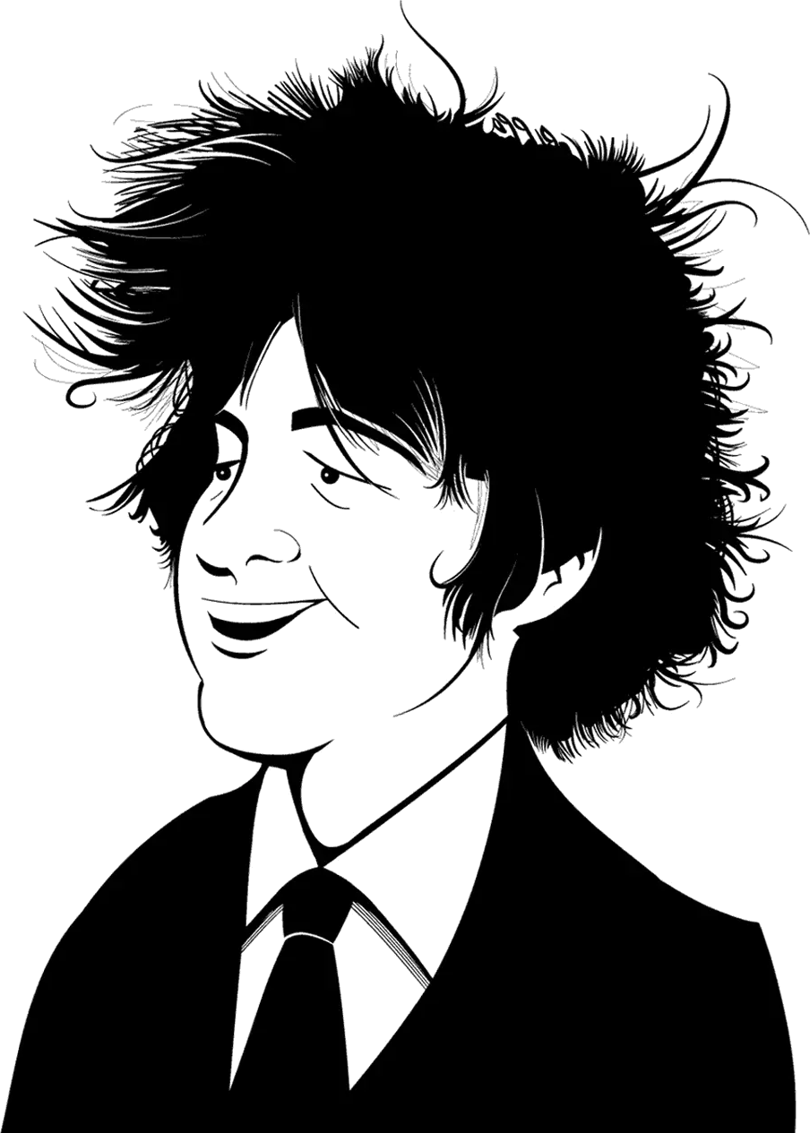 Inked caricature portrait of Myles Holman